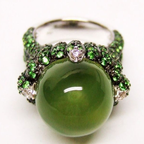 Vintage Green Pearl Zirconia Ring