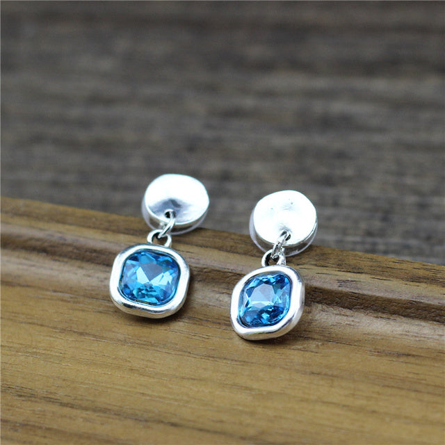 Cubic Crystal Silver Earrings