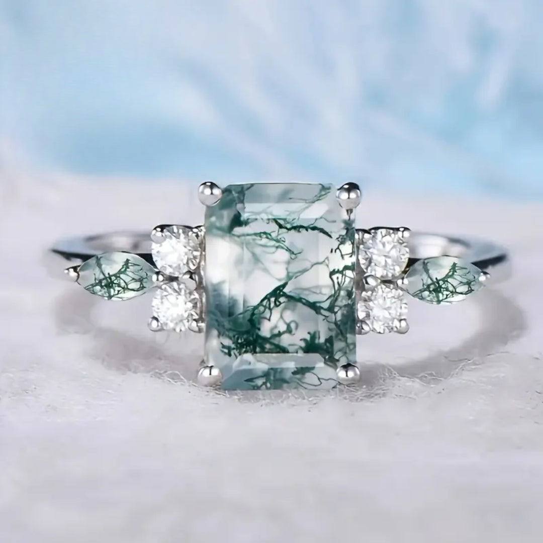 Green Moss Square Ring