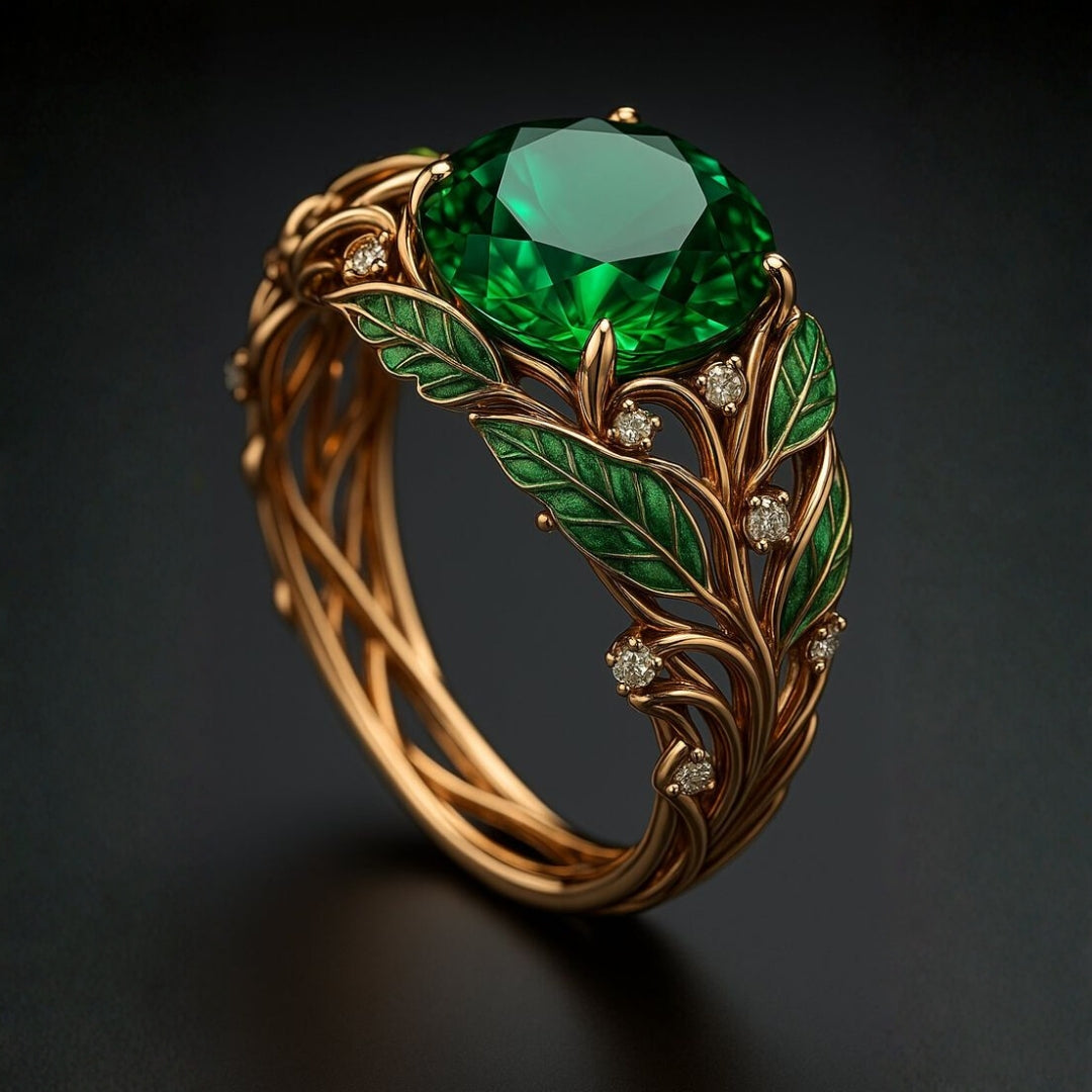 Exotic Emerald Vine Ring