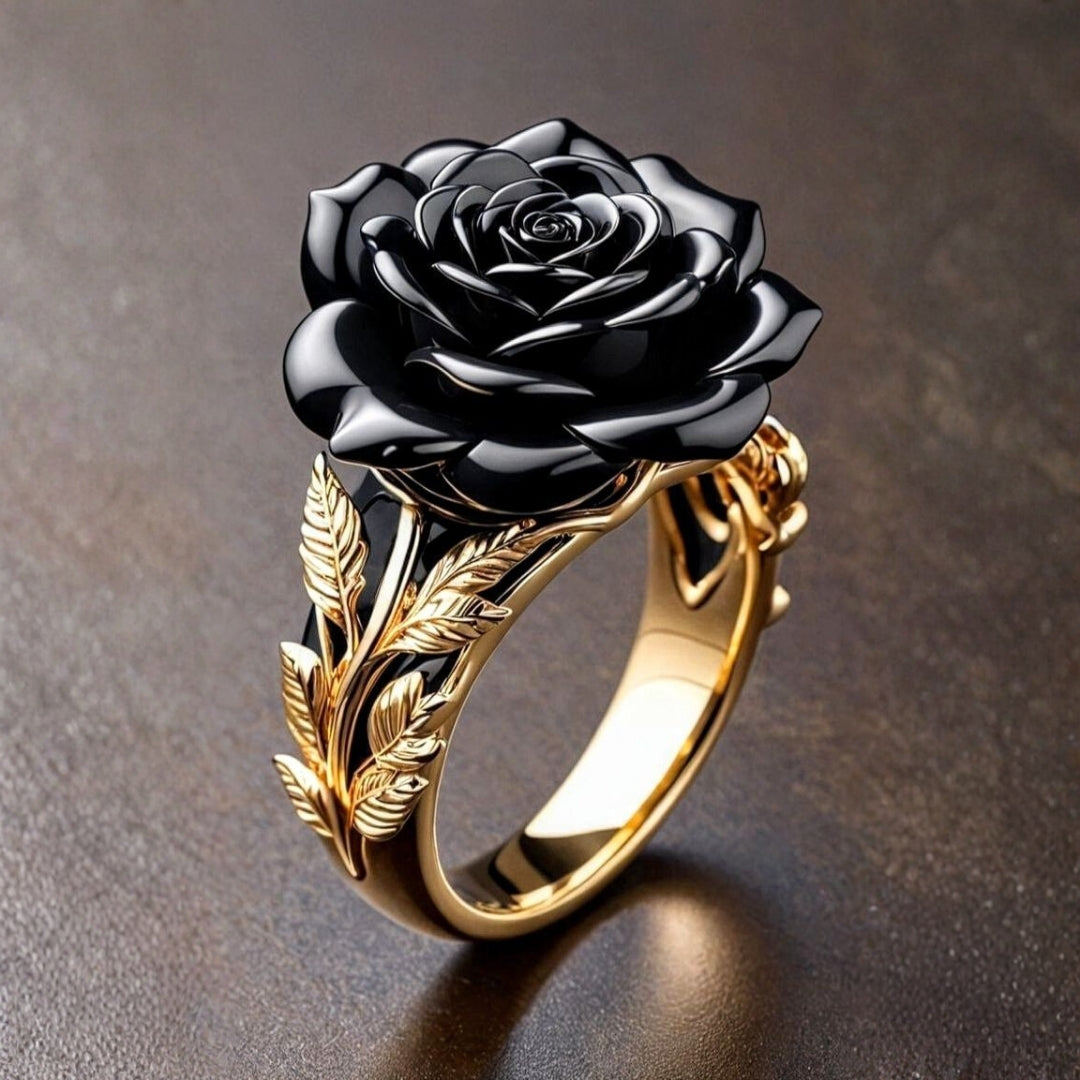 Exotic Black Rose Gold Ring