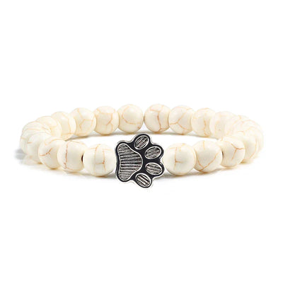 Beaded Paw Bracelet – Natural Stone Design