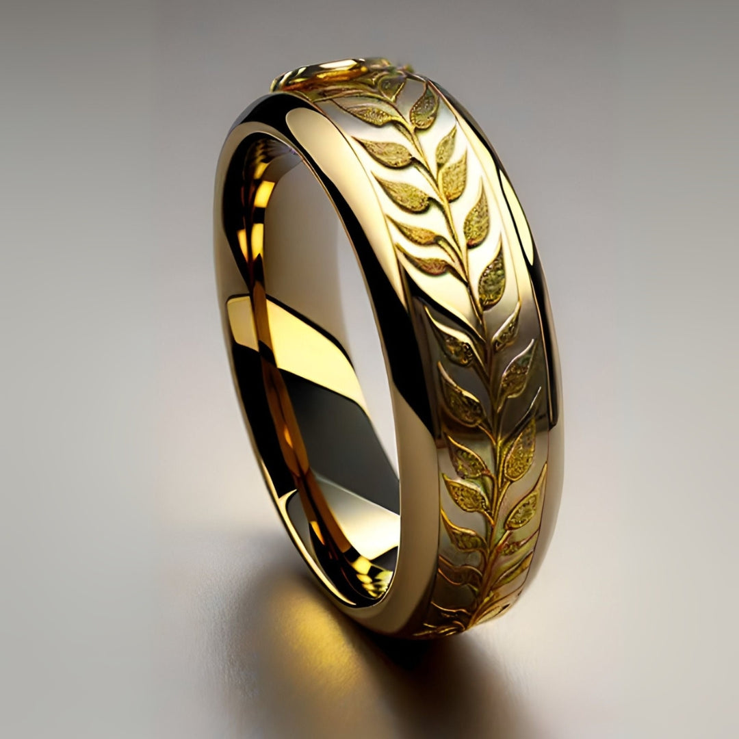 Exotic Golden Ivy Trail Ring