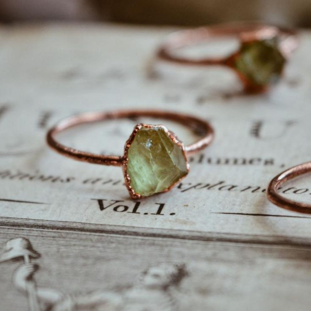 Rose Green Stone Ring