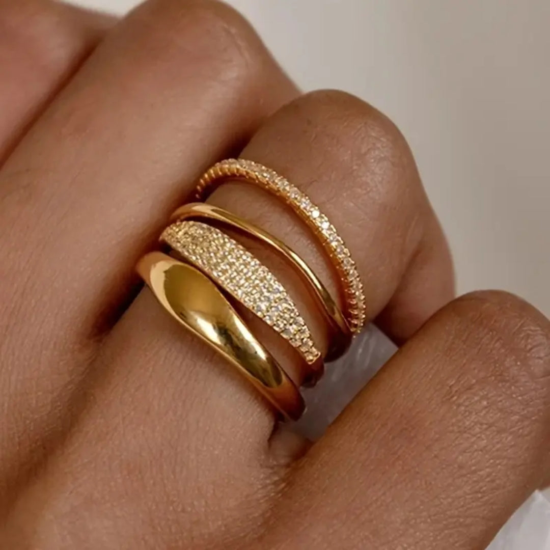 Layered Brightness Gold Ring