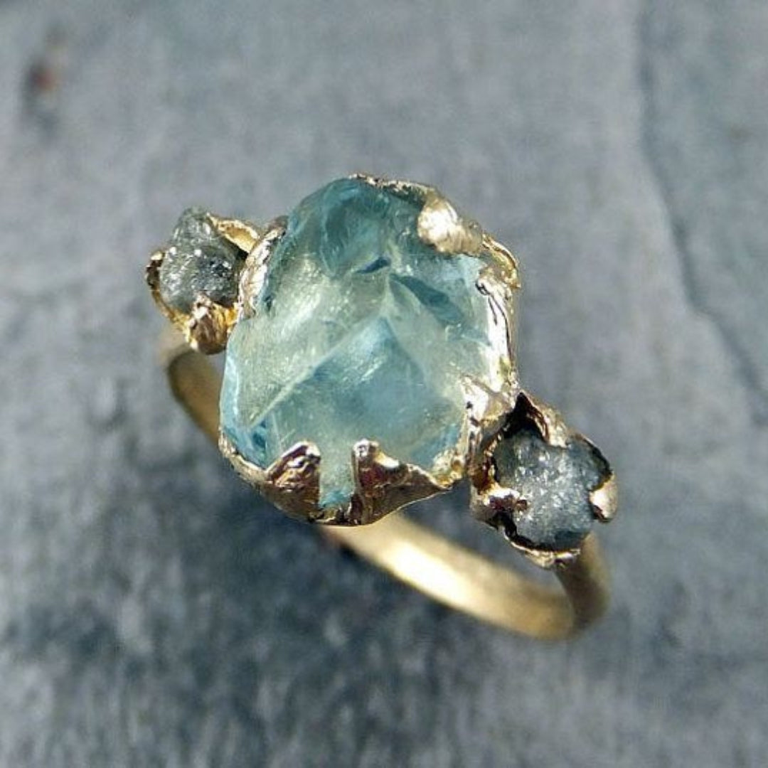 Turquoise Glass Golden Ring