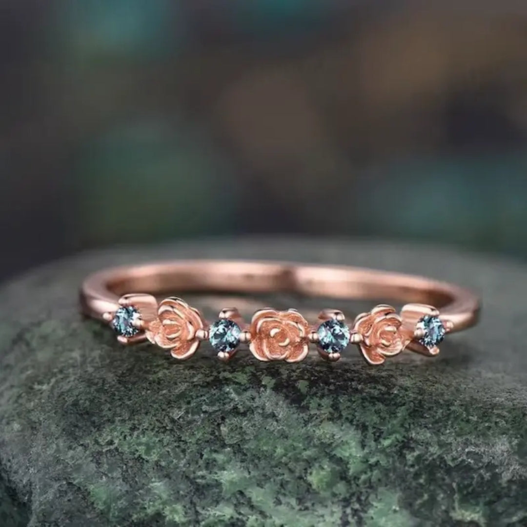 Flower Trail Gold Rose Ring