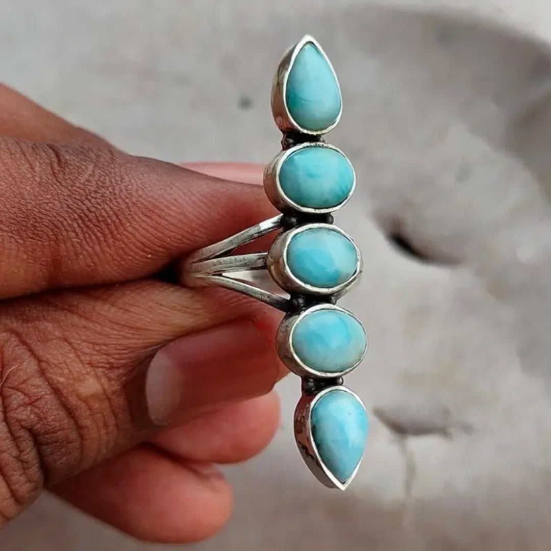 Blue Stones Trail Silver Ring