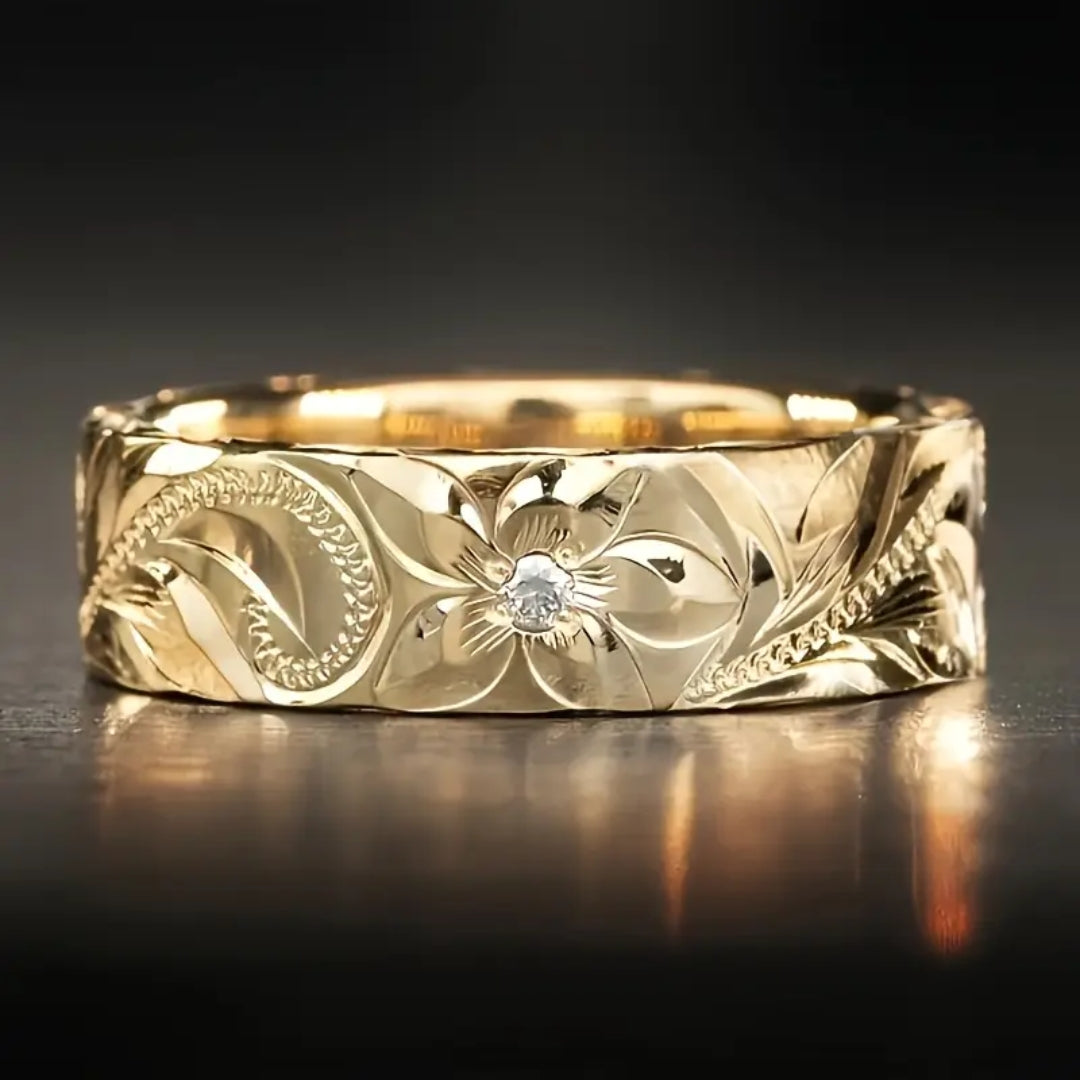 Golden Flower Ivy Ring