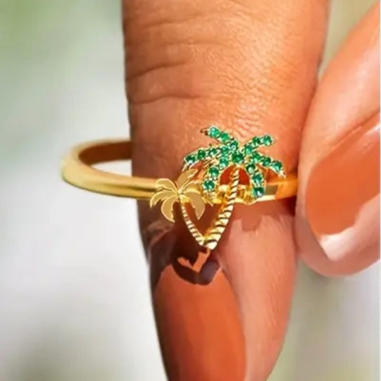 Golden Palm Tree Ring