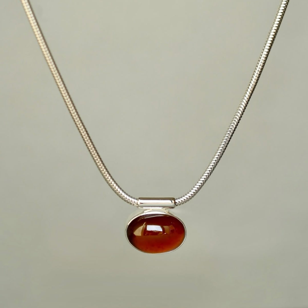 Red Crystal Silver Necklace