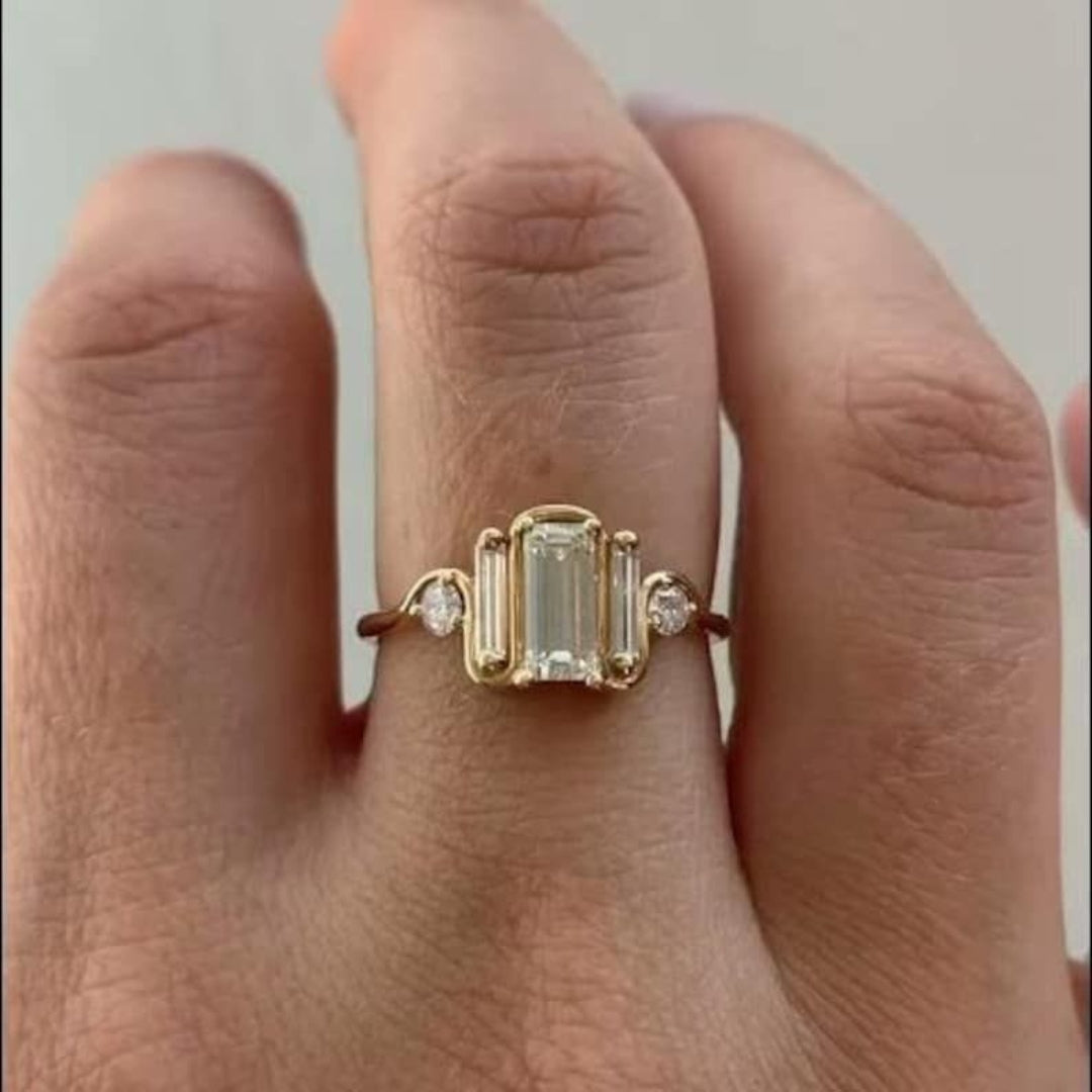 Crystalline Fine Rectangular Ring