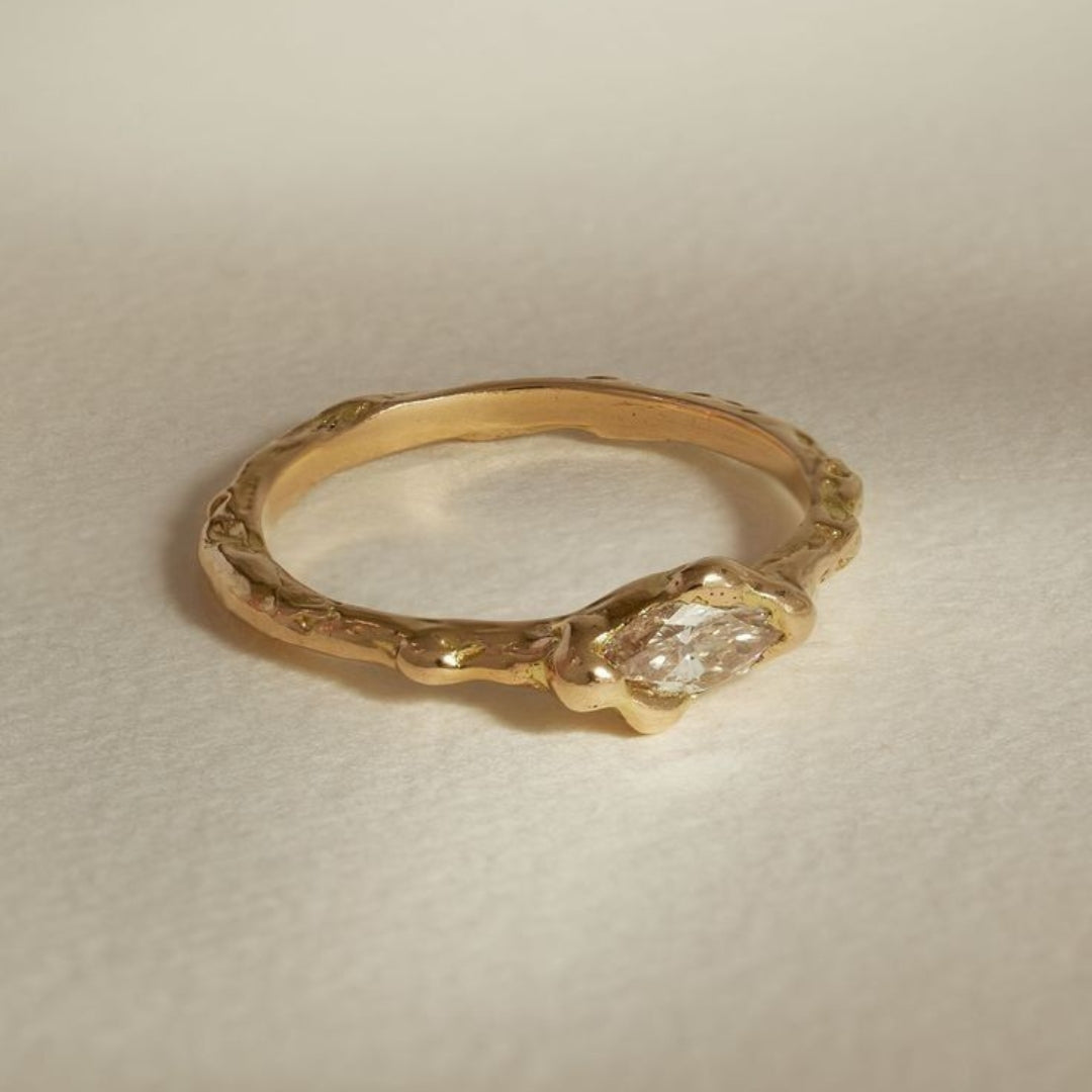 White Golden Forged Ring