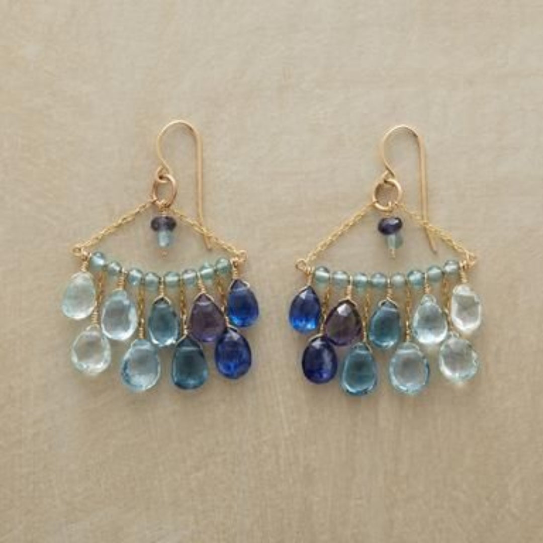 Blue Crystal Tassels Earrings