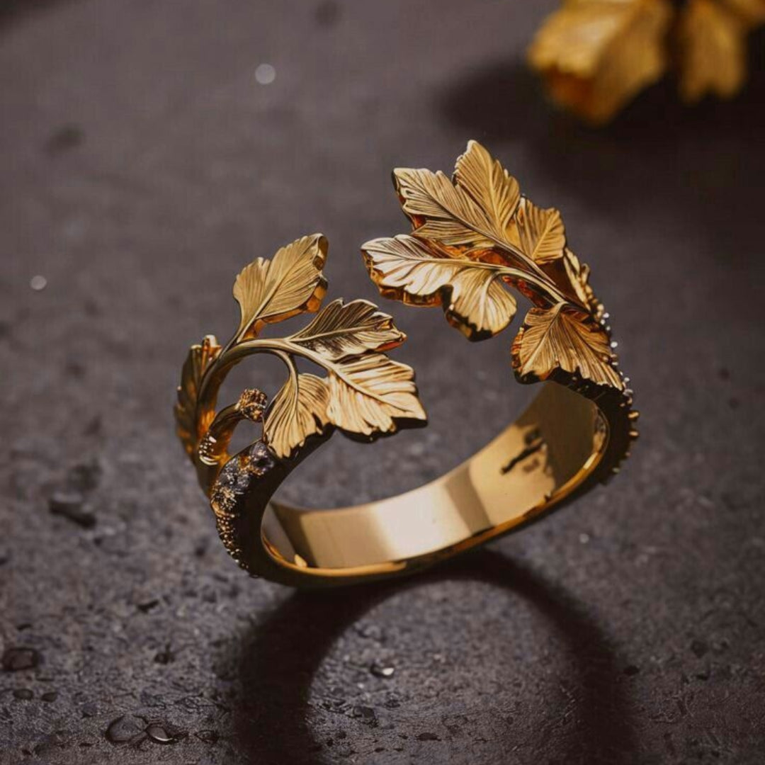 Golden Leaf Exotic Ring