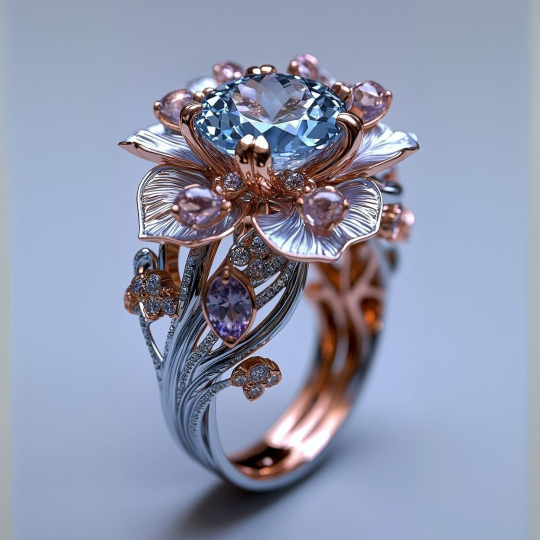 Blue & Violet Blossom Exotic Ring