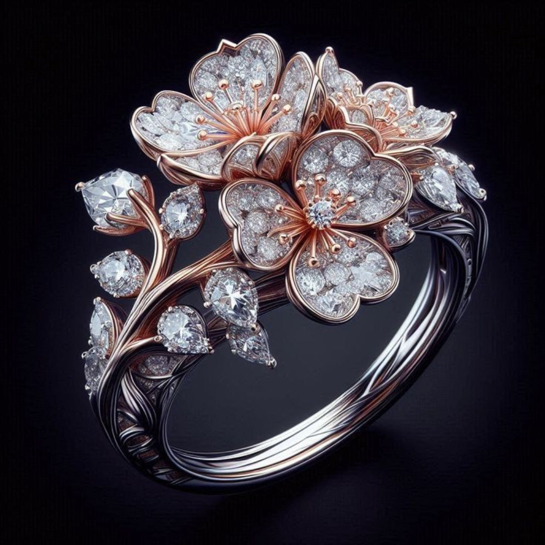 White Blossom Exotic Silver Ring