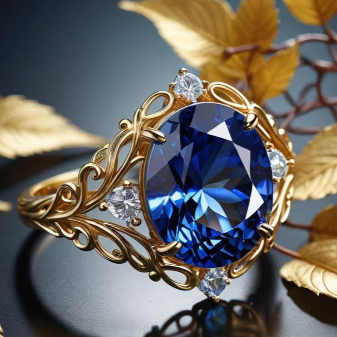 Blue Crystalline Gold Ring