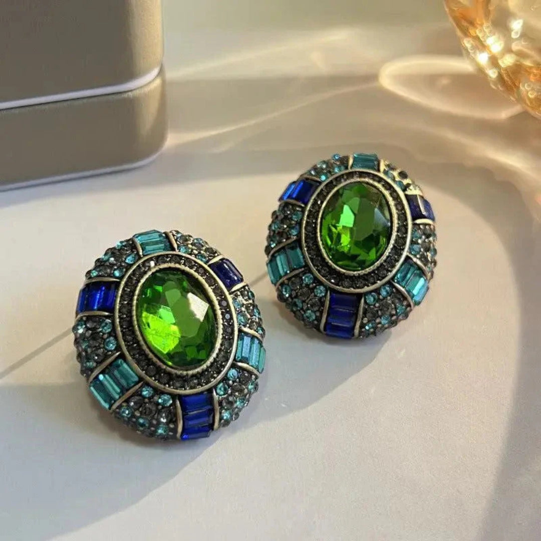 Blue & Green Rounded Earrings