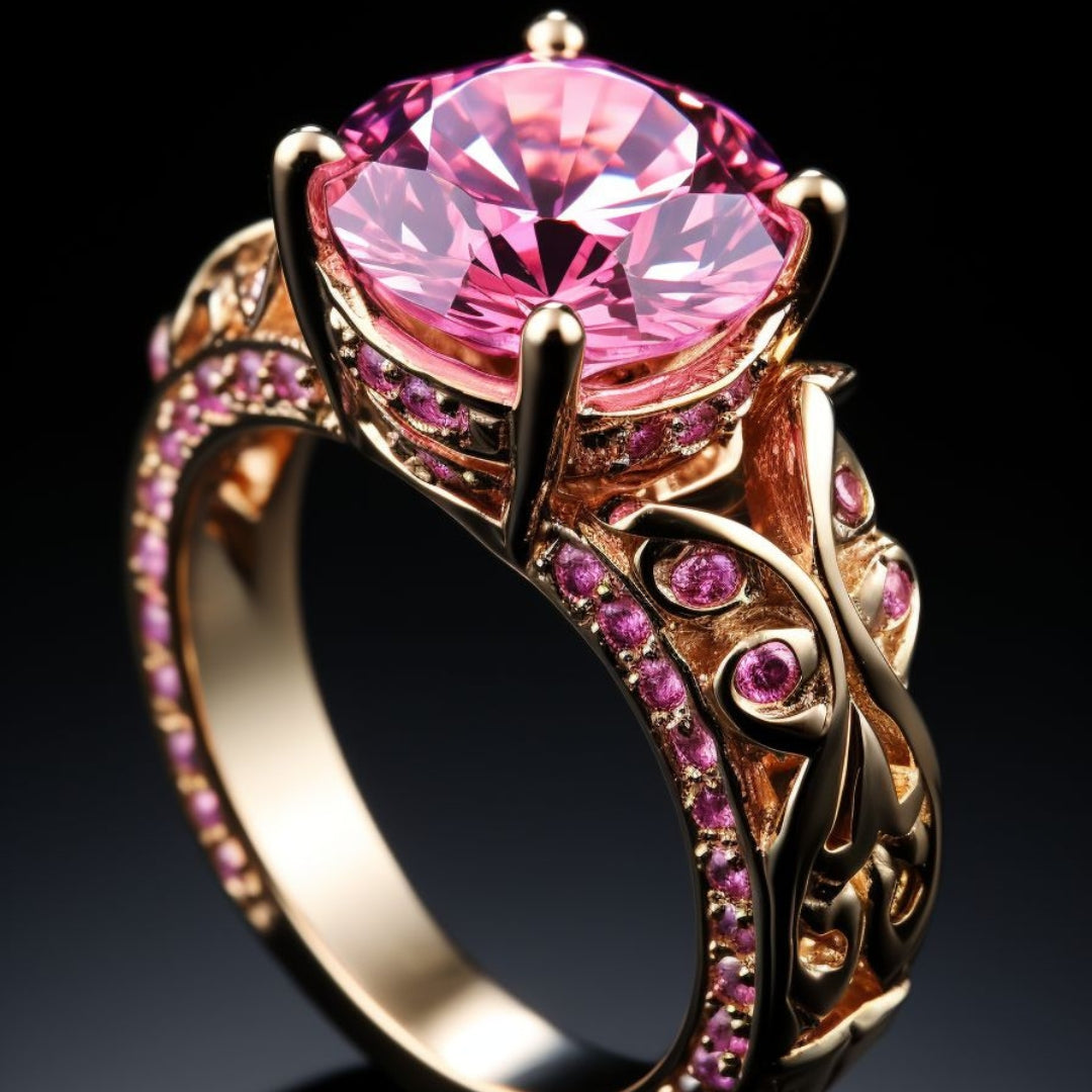 Exotic Pink Zirconia Gold Ring