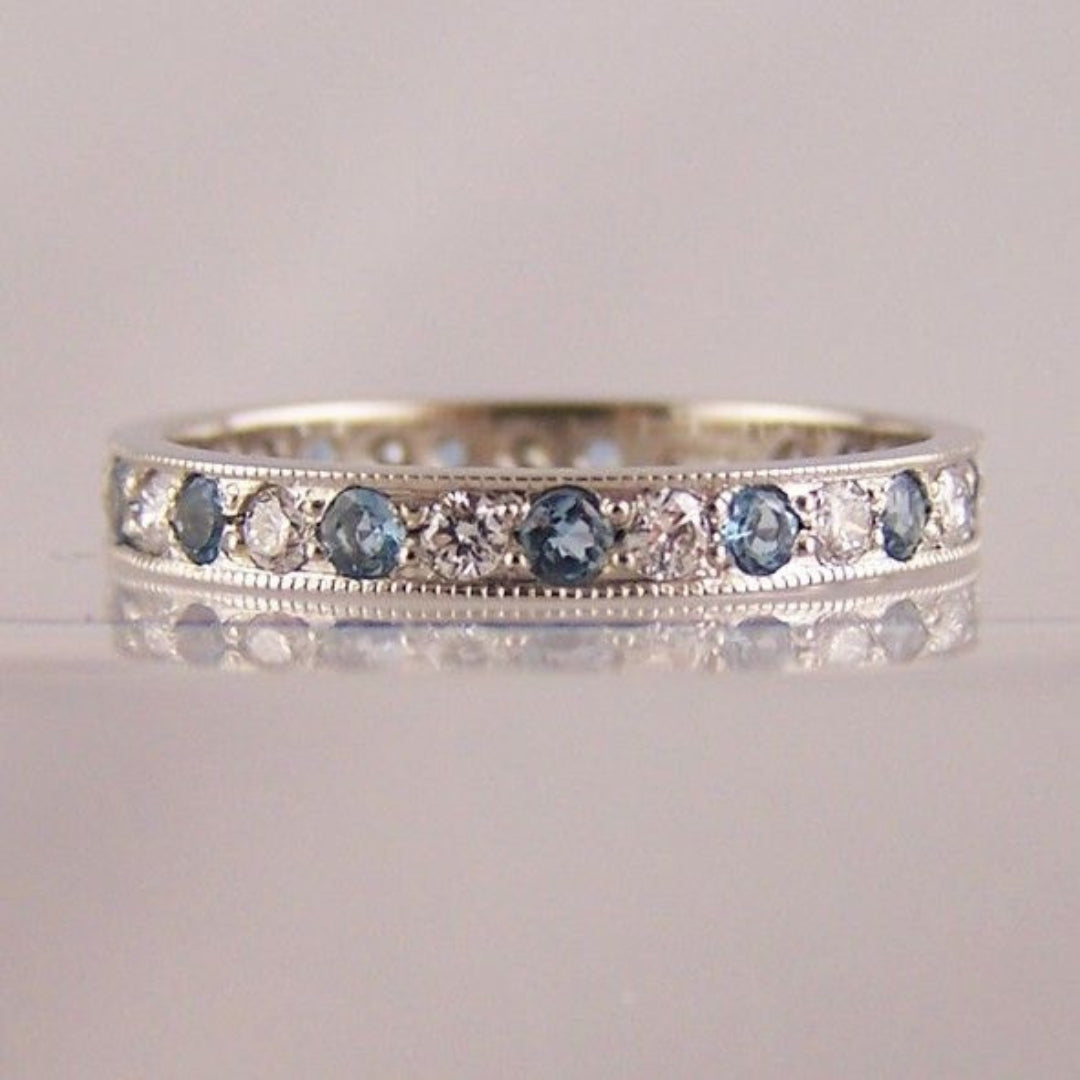 Vintage Blue Inlaid Stones Ring