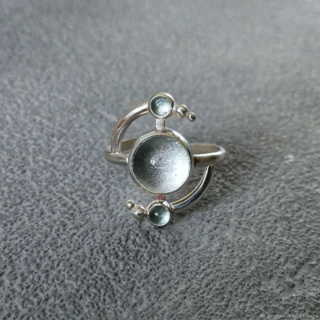 Vintage Grey Stone Orbit Ring