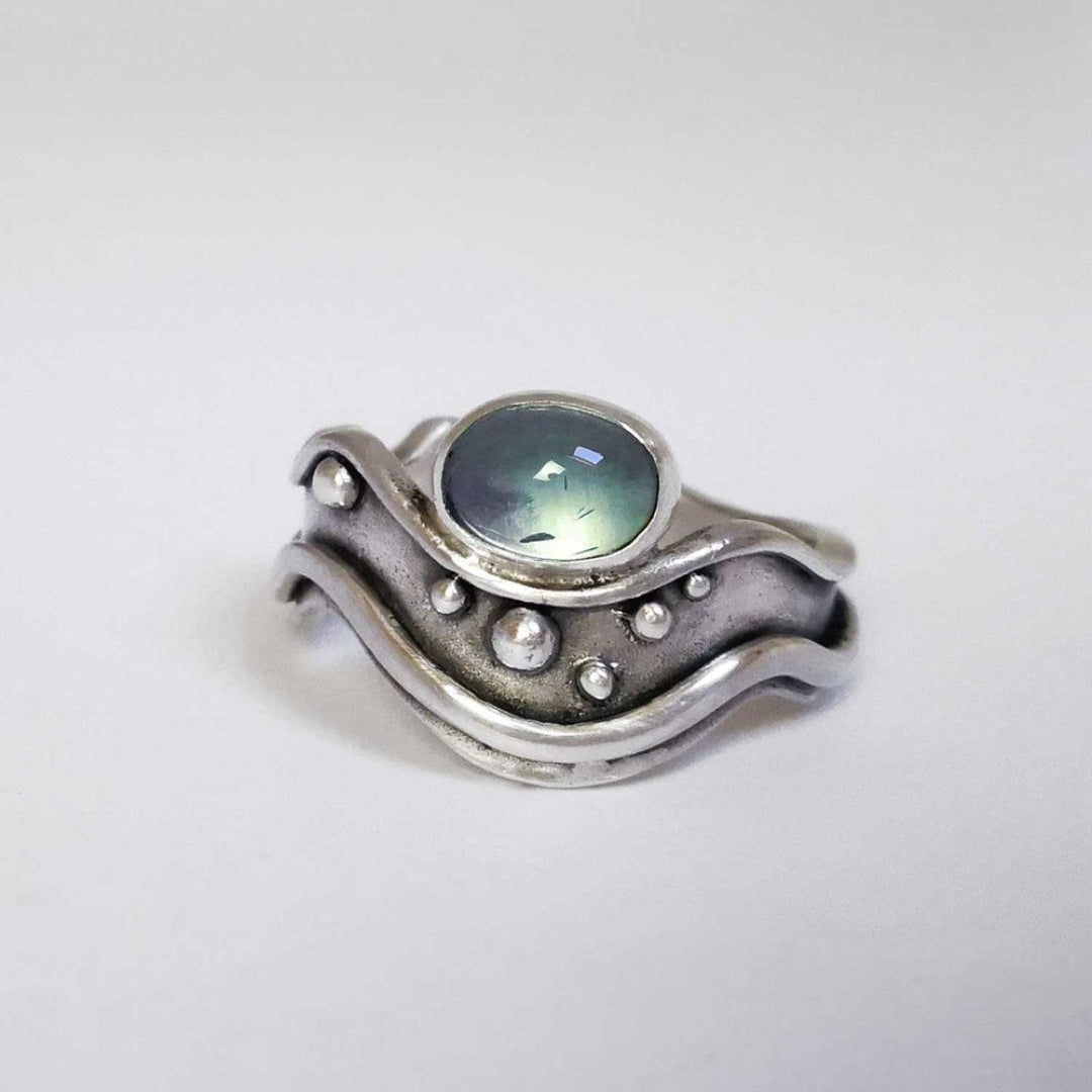Vintage Blue Moonstone Silver Ring