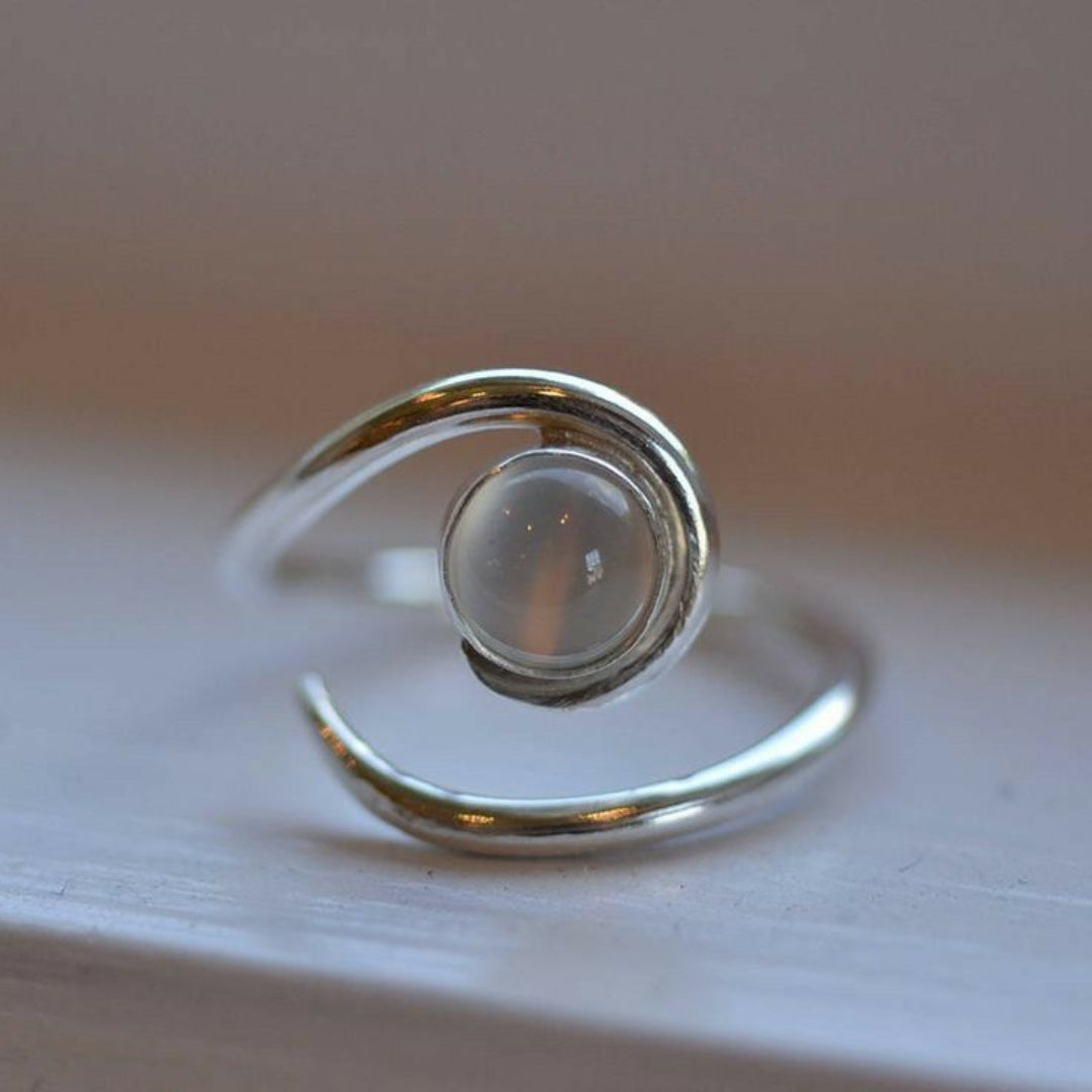 Adjustable Orbit Moonstone Ring