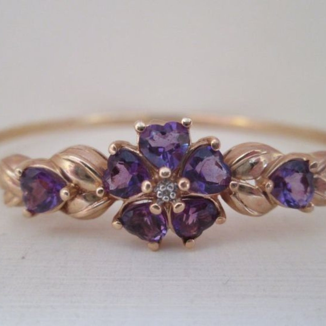 Violet Blossom Crystal Ring