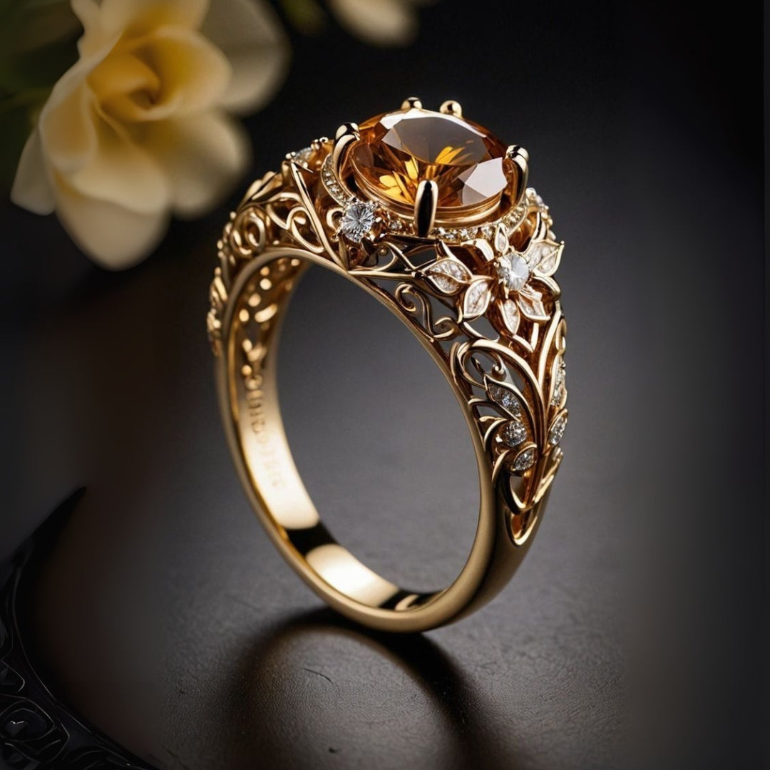 Exotic Orange Glass Hollow Ring