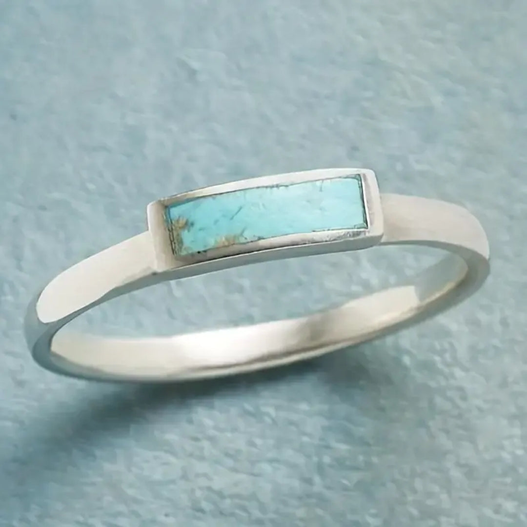 Rectangular Blue Sky Stone Ring