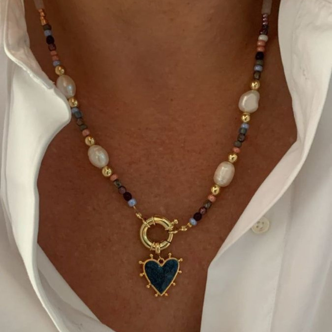 Black Heart Gold Necklace