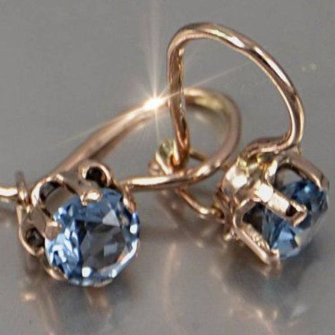 Blue Glass Round Earrings