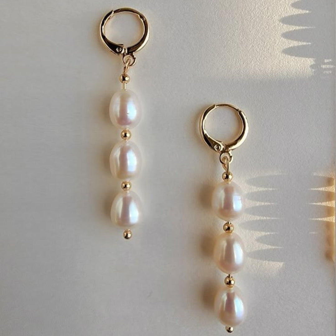 White Pearl Dangling Earrings