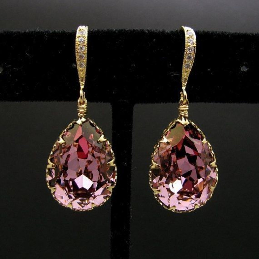 Pink Drop Glass Earrings