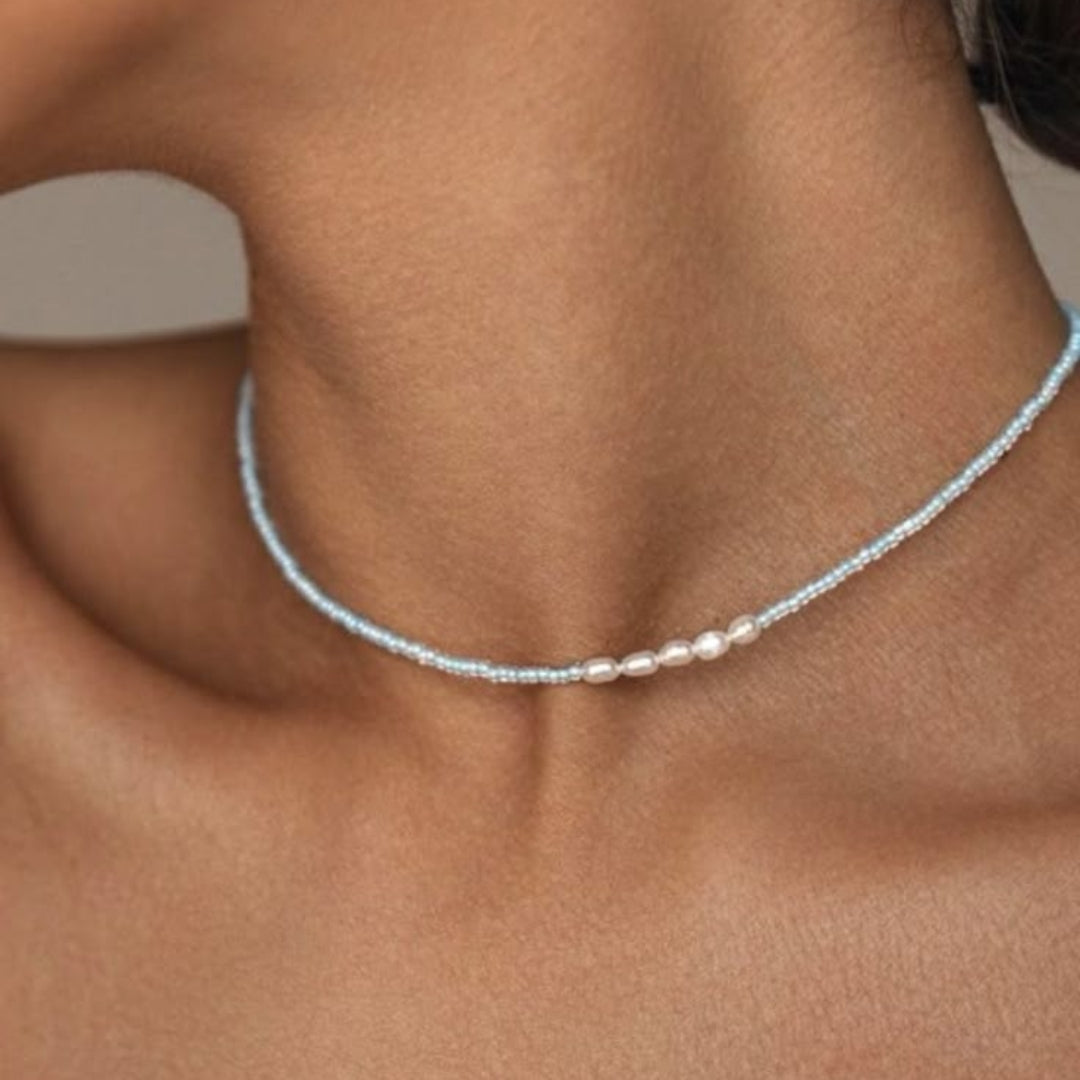 Thin Pearl Silver Necklace