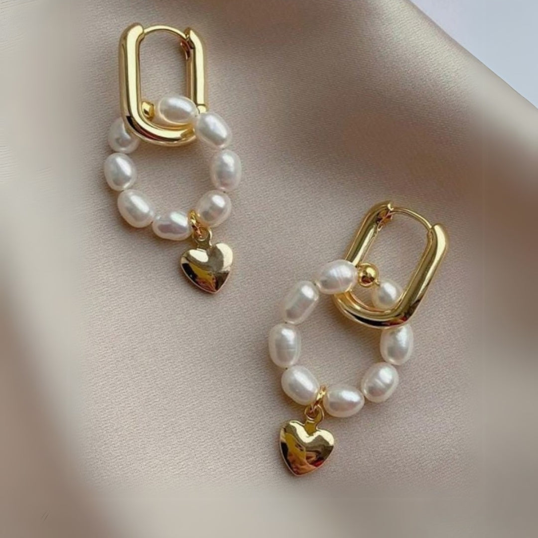 Heart Pearl Rounded Earrings