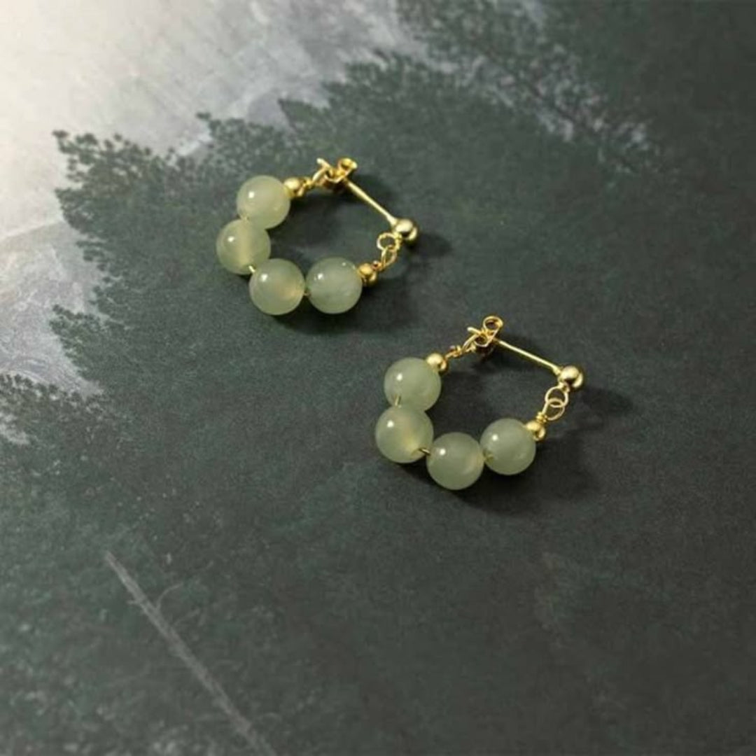 Green Stone Hoop Earrings