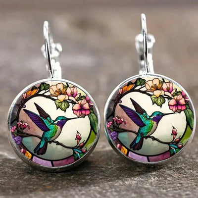 Hummingbird Glass Dome Pendant Necklace