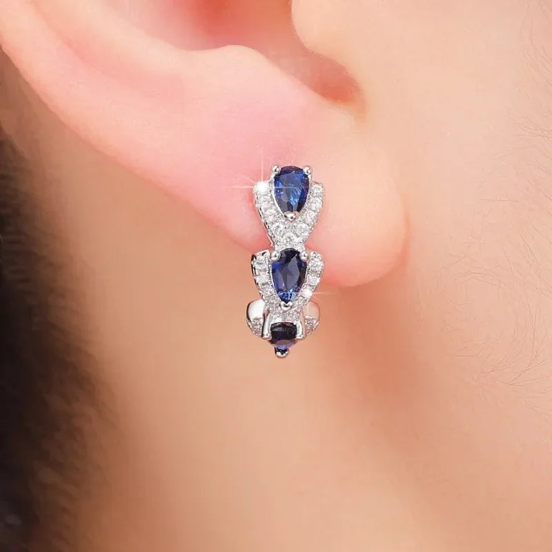 Royal Sapphire Crest Earrings - Elegant and Timeless Blue Sapphire Jewelry