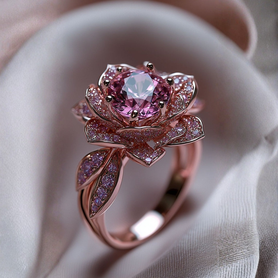 Exotic Pink Rose Bright Ring