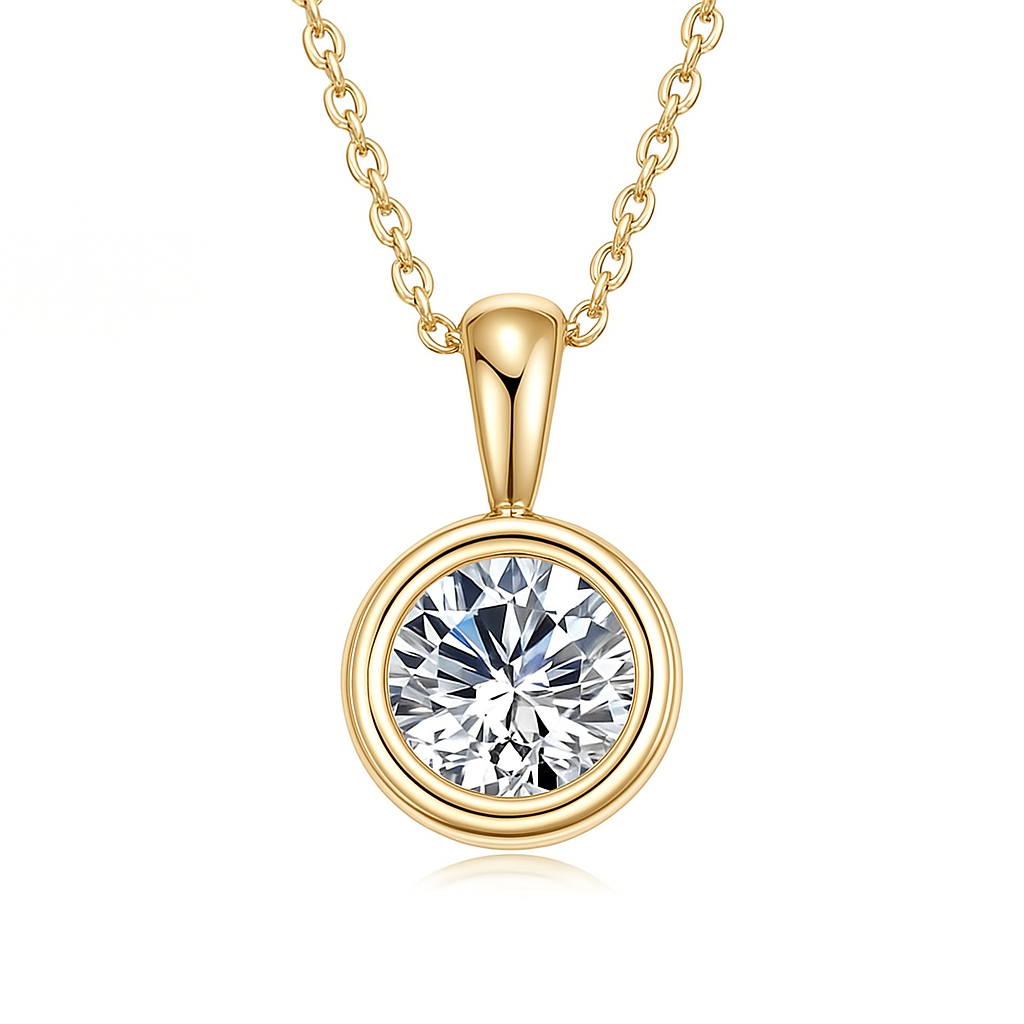 Moissanite Pendant Gold Necklace