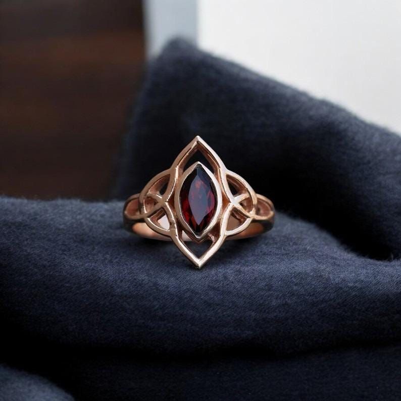 Red Crystal Tribal Gold Ring
