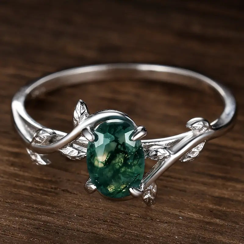 Green Moss Oval Ring