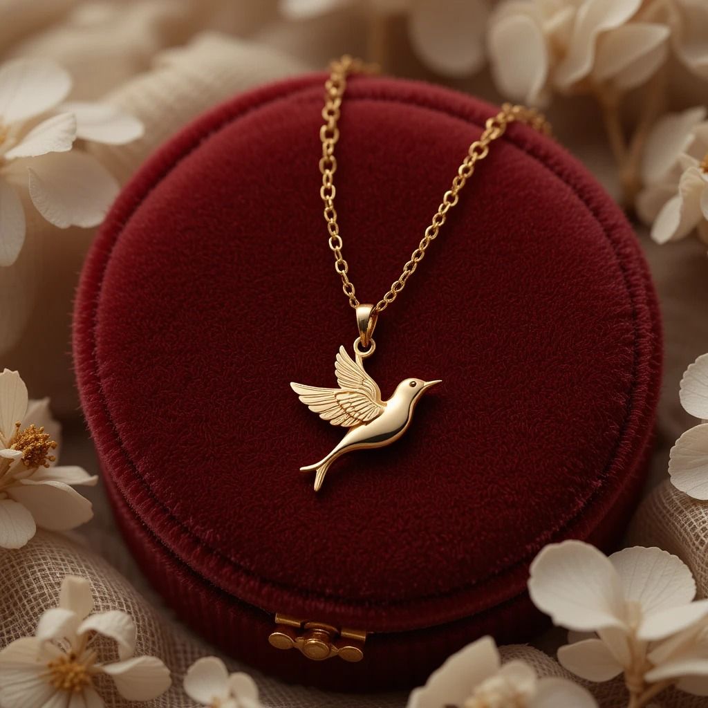 Fine Golden Hummingbird Necklace