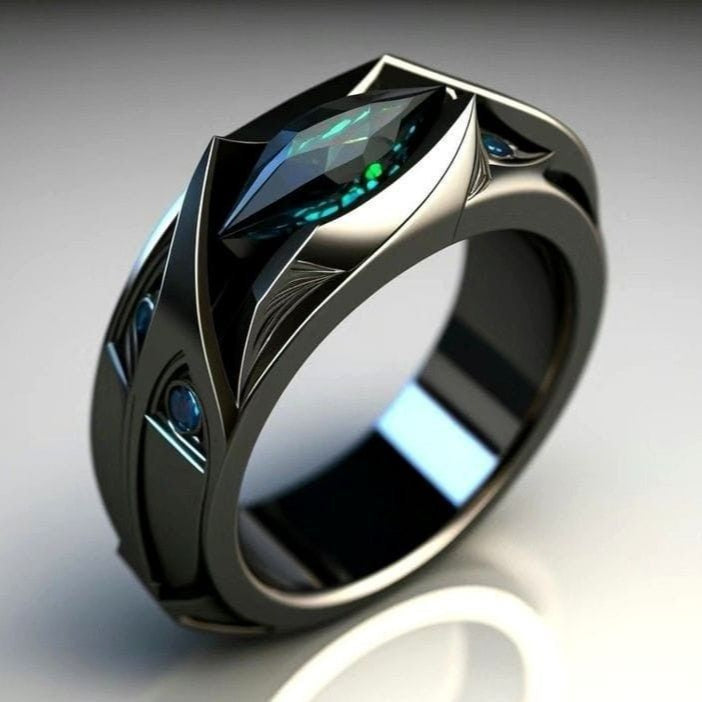 Exotic Blueish Silvered Ring