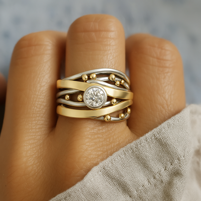 Vintage Gold Inlaid Zirconia Ring