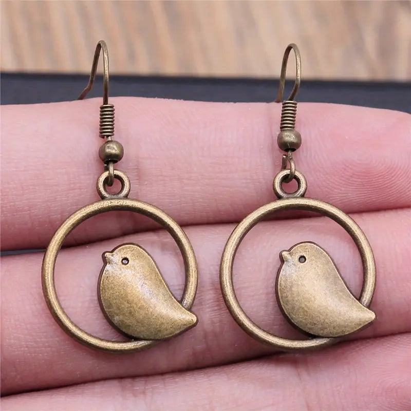 Bird Golden Hoop Earrings