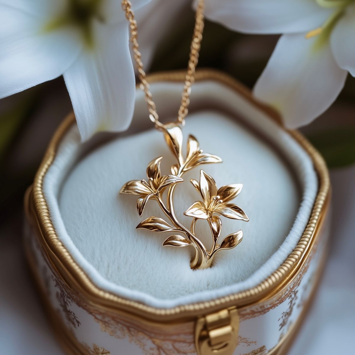 Exotic Gold Floral Necklace