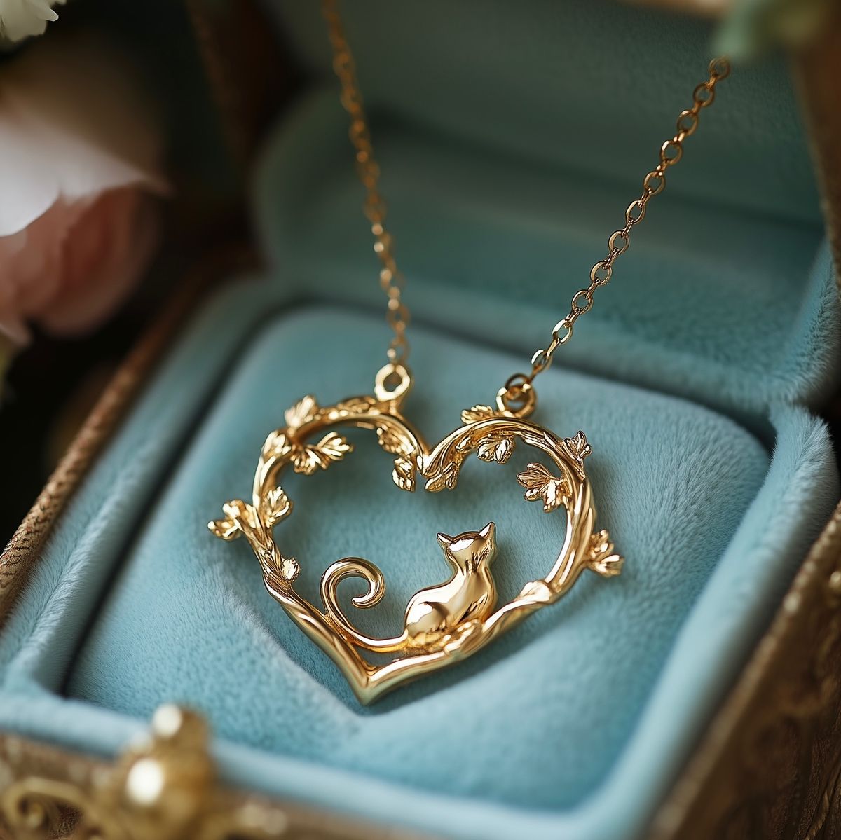 Exotic Golden Love Kitty Necklace
